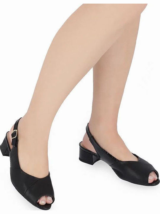 Peeptoe Pumps mit Riemchen & flacher Absatz Schwarz