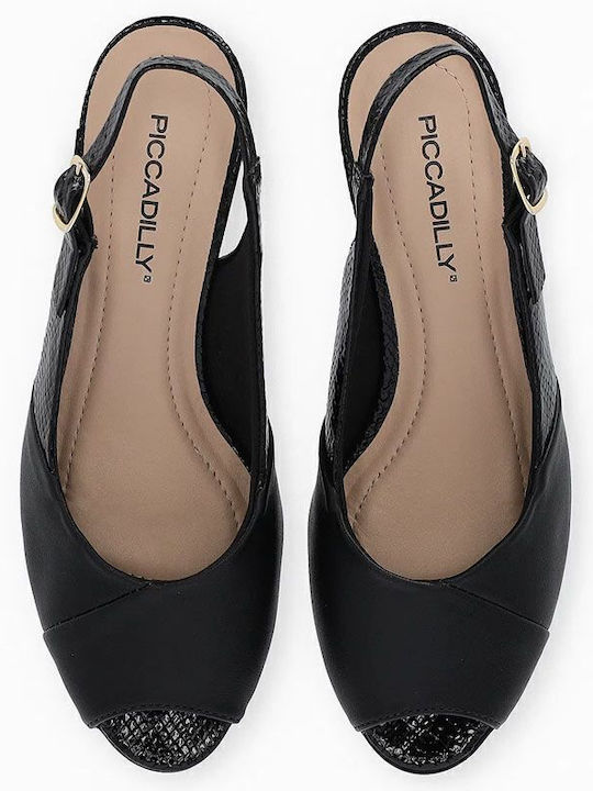 Peeptoe Pumps mit Riemchen & flacher Absatz Schwarz
