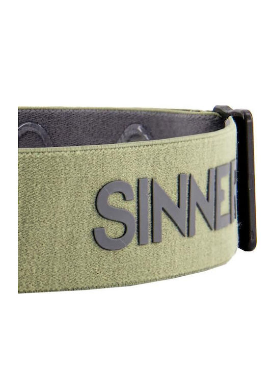 Sinner Mohawk+ Μάσκα Σκι & Snowboard Ενηλίκων Πράσινη με Φακό σε Πορτοκαλί Χρώμα