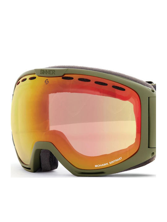 Sinner Mohawk+ Ski & Snowboard Goggles Kids Green with Lens in Orange Color