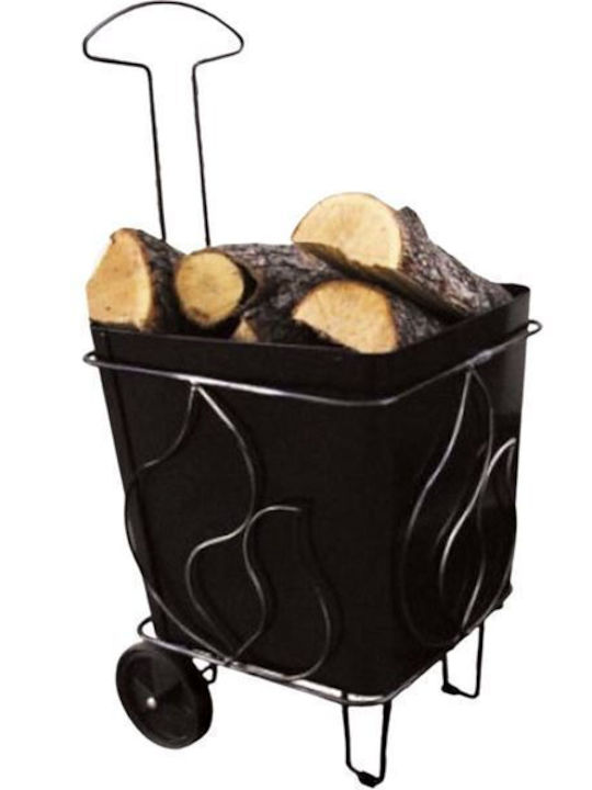 03764 Metallic Firewood Trolley 45x45x80cm Black