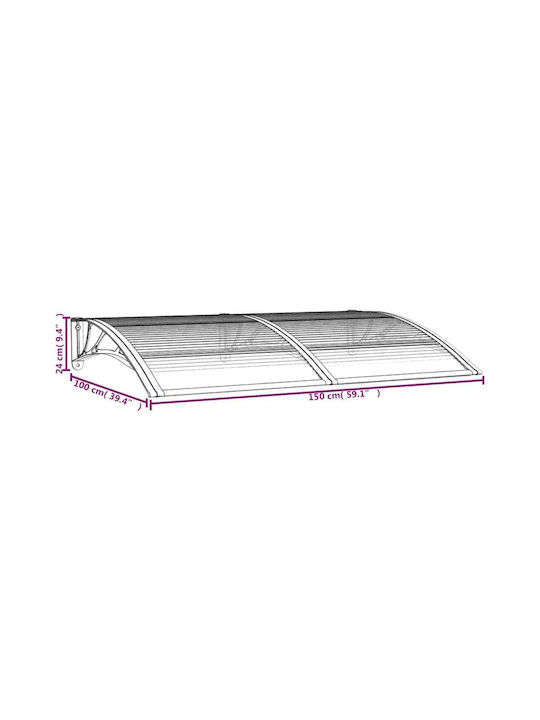 vidaXL Πολυκαρβονικό Στέγαστρο Π150xΒ100cm