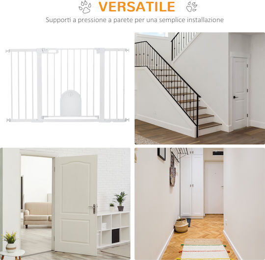 Pawhut Ușa pentru Câini din Metal de Culoare Alb 131 x 76cm