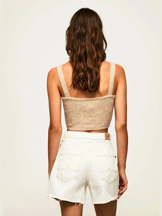 Pepe Jeans Damen Sommer Crop Top Ärmellos Buff