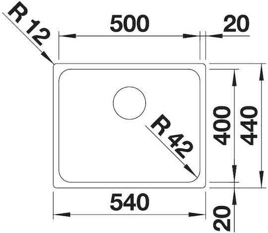 Blanco Solis 500-U Ένθετος Νεροχύτης Inox Σατινέ Μ50xΠ44cm Ασημί