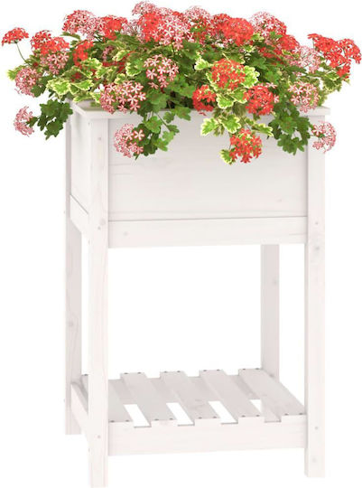 vidaXL Кутия за саксии Дърво Бял 54x54x81см.