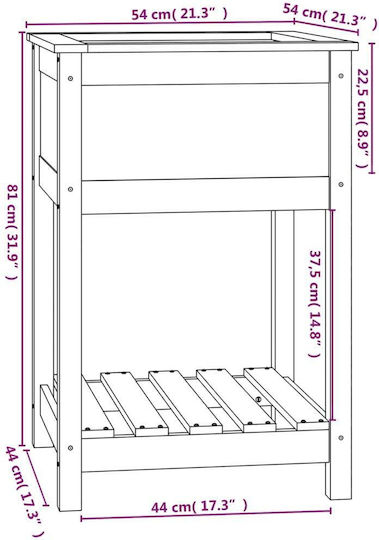 vidaXL Кутия за саксии Дърво Бял 54x54x81см.