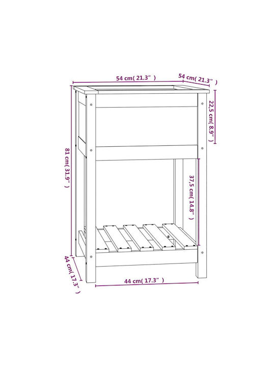vidaXL Кутия за саксии Дърво Сив 54x54x81см.