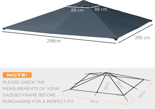 Outsunny Κάλυμμα για Κιόσκι Γκρι 3x3m
