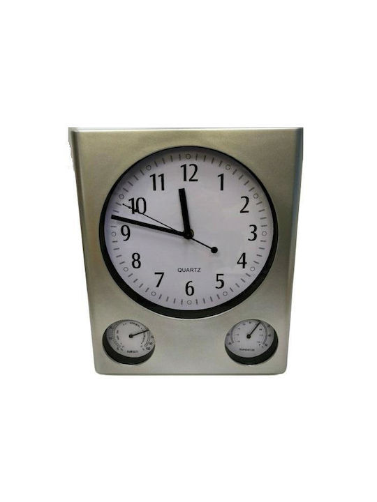 Wall Clock Plastic Silver 30x30cm