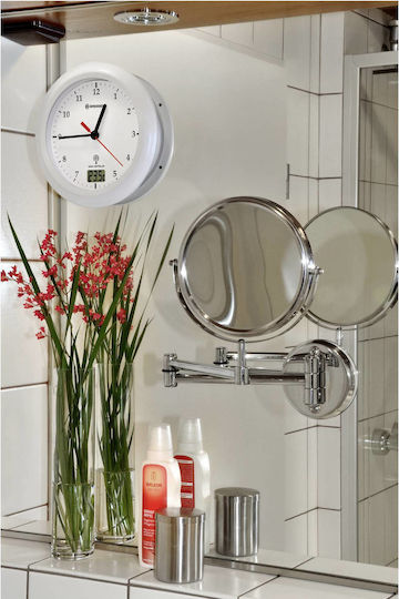 Bresser MyTime Bath Wall Clock Metallic White Ø17cm