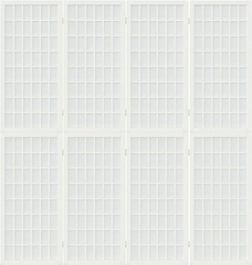 vidaXL Japanischer Stil Dekorativer Raumteiler Hölzernes mit 4 Paneelen White 160x170cm