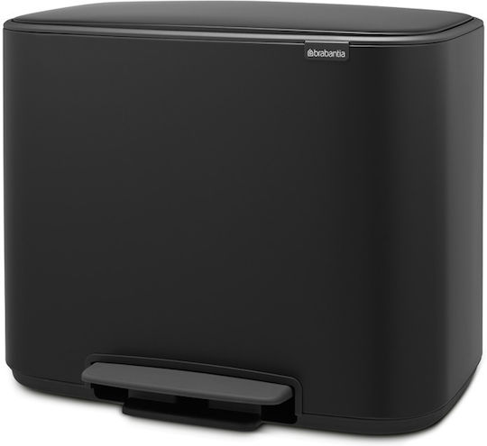 Brabantia Recycling Waste Bin Made of Inox with Pedal Black 33lt