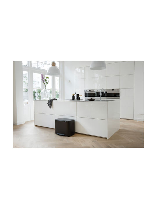 Brabantia Кошче за Рециклиране от Неръждаема Стомана с Педал Черно 33л