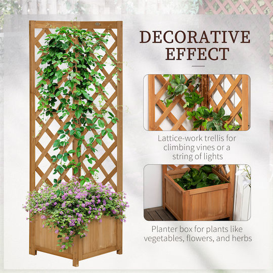 Outsunny Planter Box Cu Fund Gol Din Lemn Maro 40x40x145cm