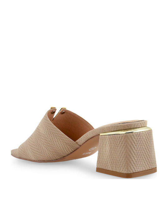 Mules mit Chunky Niedrig Absatz Nude