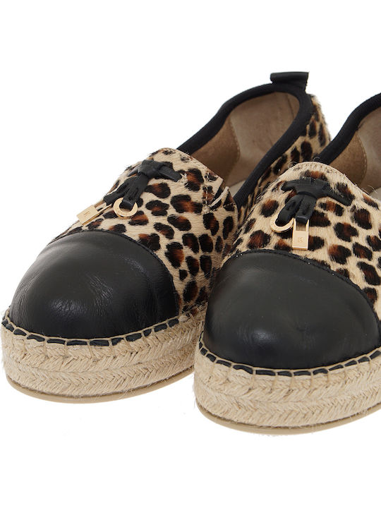 Damen Espadrilles Leopard Beige