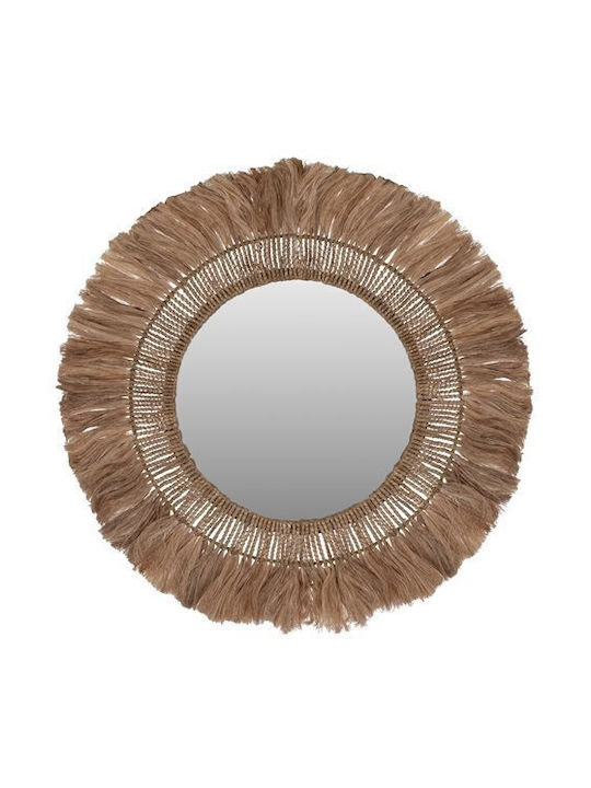 HomeMarkt Oglindă De Perete Cu Cadru Din Rattan Maro Diametru 90cm