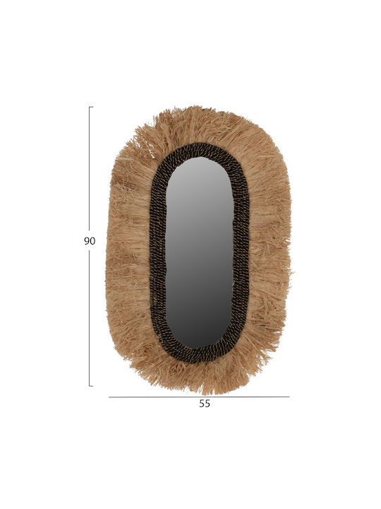 HomeMarkt Wandspiegel Oval mit Braun Rahmen 90x55cm 1Stück