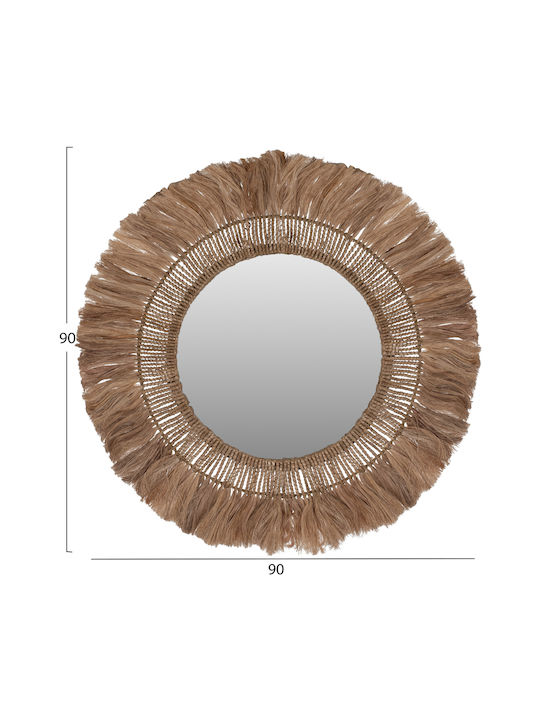 HomeMarkt Oglindă De Perete Cu Cadru Din Rattan Maro Diametru 90cm