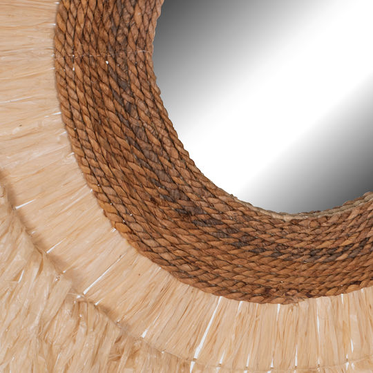 HomeMarkt Oglindă De Perete Cu Cadru Din Rattan Bej Diametru 110cm