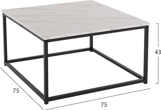 Quadratischer Zentraler Kaffeetisch Braylen Holz Weiß M75xB75xH43cm HomeMarkt