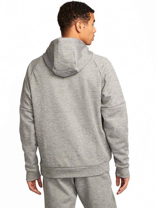 Nike Therma Herren Sweatshirt Dri-Fit mit Kapuze und Taschen Gray