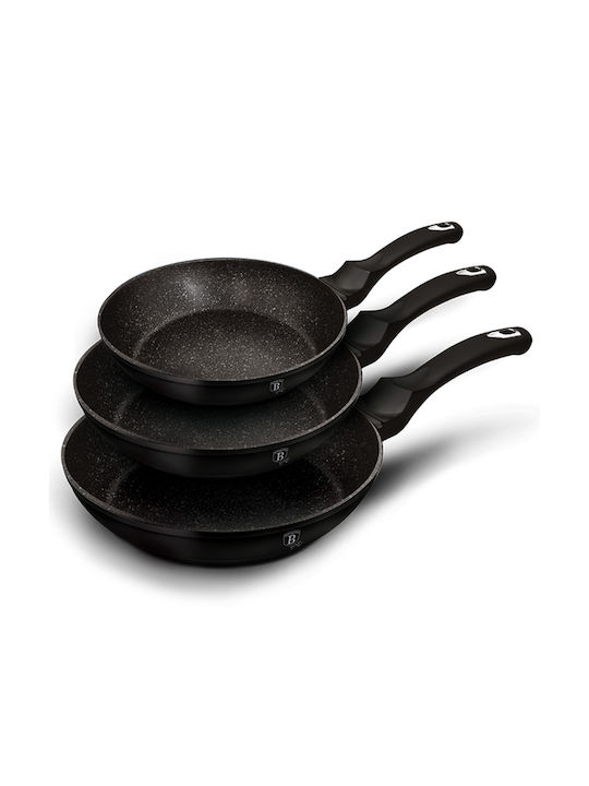 Berlinger Haus Black Silver Collection Pans Set of Aluminum with Stone Coating Black 3pcs