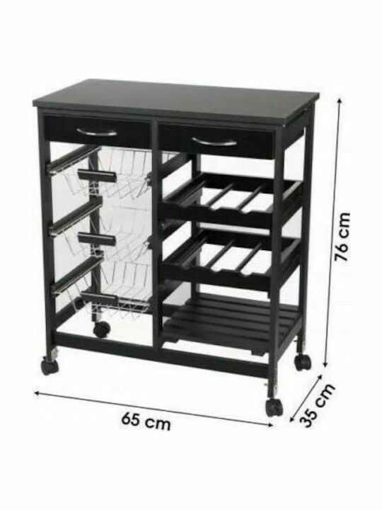 Urban Living Wooden Kitchen Trolley 8 Tiers Black 65x35x76cm