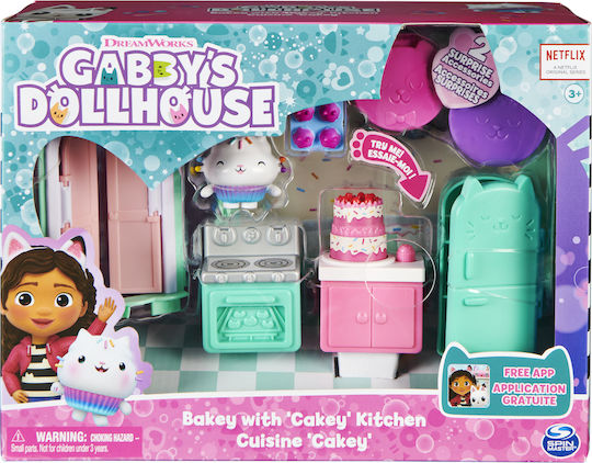 Spin Master Miniature Toy Gabby's Dollhouse Bakey with 'Cakey' Kitchen Gabby's Dollhouse Bakey with 'Cakey' Kitchen Deluxe Room Set for 3+ Years Old