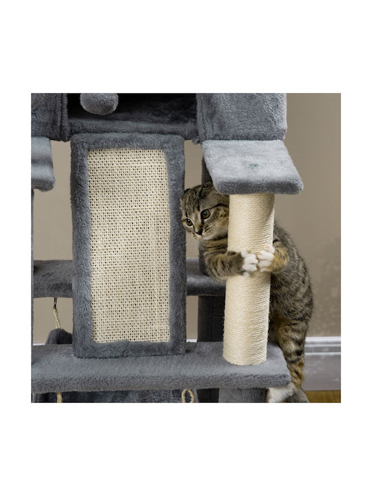 Pawhut Stâlp pentru zgâriat pisici Copaci pentru pisici Gri 48x48x140cm