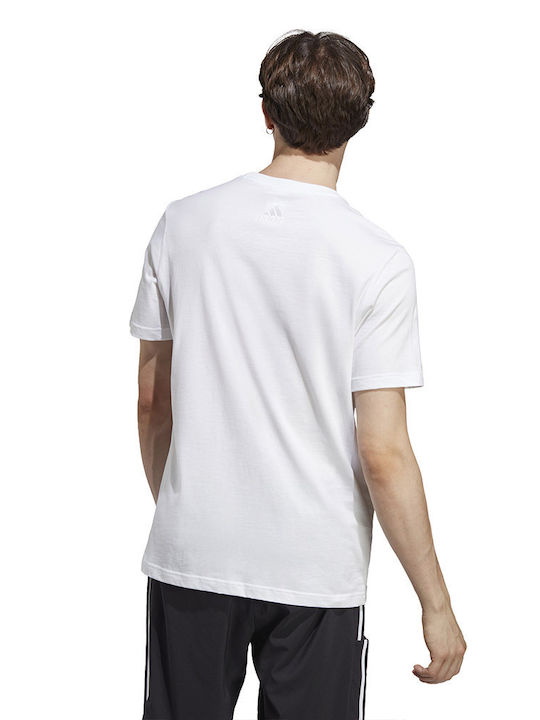 Adidas Essentials Single Jersey Linear Embroidered Men's Athletic T-shirt Short Sleeve White