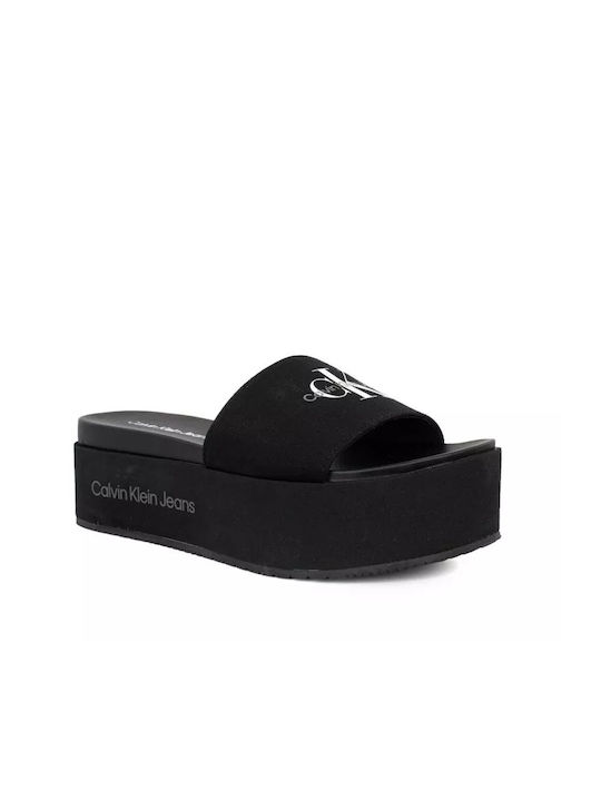 Calvin Klein Γυναικεία Σανδάλια Flatforms σε Μαύρο Χρώμα