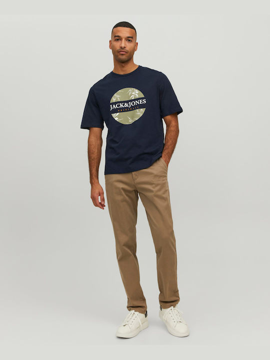 Jack & Jones Crayon Branding Ανδρικό T-shirt Navy Μπλε με Στάμπα