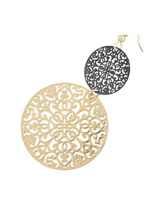 Handmade Filigree earrings Metallic gold-black 8cm (tatu moyo) 3012-620XM