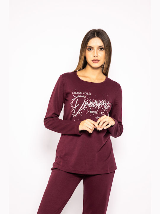 Women's Pajama Secret Point "Dreams" - Bordeaux