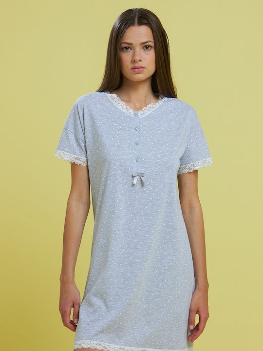 Women's Nightgown NOIDINOTTE "Dotted" Plus Size - Grey