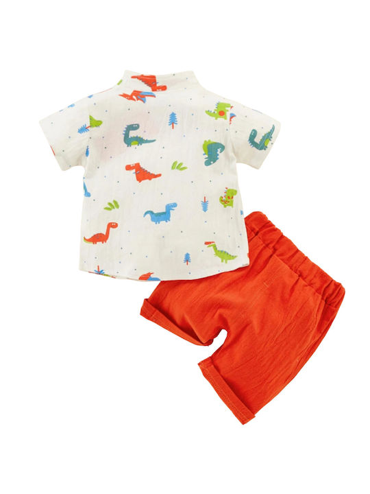 Poulain Baby Shirt/Brief Set "Happy Dino" Alb/Ecay