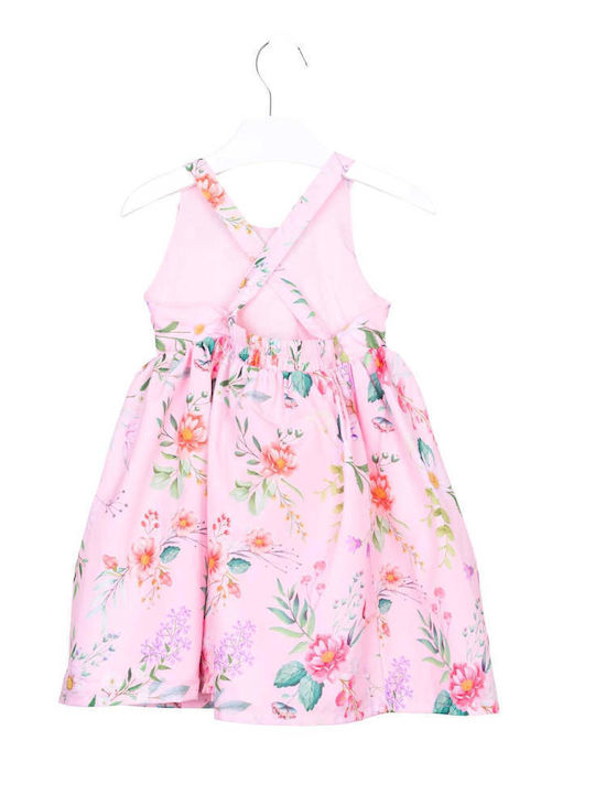 Losan Mädchen Kleid Blumen Ärmellos Rosa