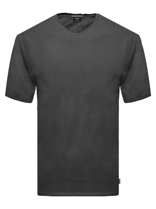 Double BA Men's Short Sleeve T-shirt with V-Neck Black