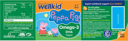 Vitabiotics Peppa Pig DHA Omega-3 Fish Oil Suitable for Children 30 Softgels with Orange Flavour