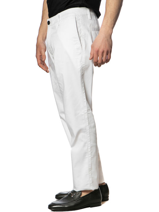 Men's Elastic White Chino Trousers