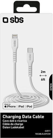 SBS USB-C към Lightning кабел Бял 2м (CABLELIGHTC2W)