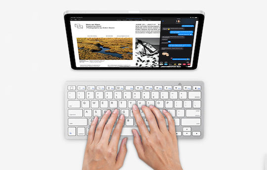 Omoton KB066 Ασύρματο Bluetooth Σετ Πληκτρολόγιο & Ποντίκι Αγγλικό US Ασημί