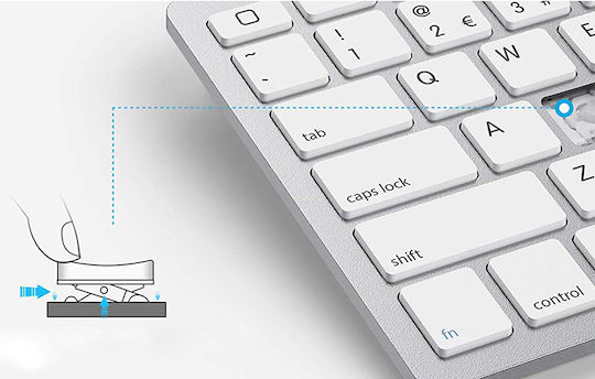 Omoton KB066 Ασύρματο Bluetooth Σετ Πληκτρολόγιο & Ποντίκι Αγγλικό US Ασημί