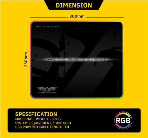 Armaggeddon Assault RGB Gaming Mouse Pad 300mm with RGB Lighting via USB Black AS29R