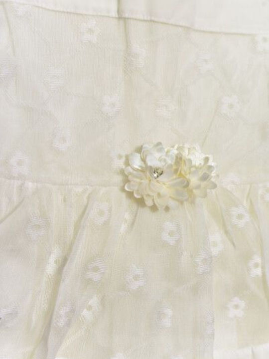 Children's Dress Long Sleeve Denim Floral Set with Coat White
