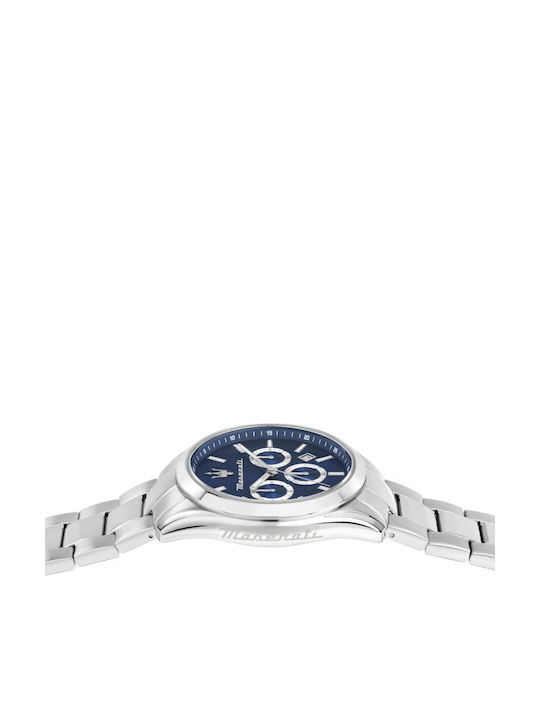 Maserati Ανδρικό Ρολόι 43mm Μπαταρίας με Ασημί Μεταλλικό Μπρασελέ
