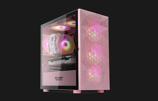Darkflash DLM21 Mesh Gaming Midi Tower Computer Case with Window Panel Pink