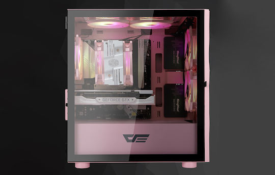 Darkflash DLM21 Mesh Gaming Midi Tower Computer Case with Window Panel Pink